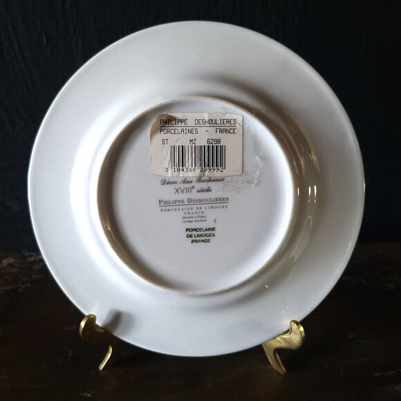 Philippe Deshoulieres Barbizon Flat Cup & Saucer Set With Blue Floral & Gold Acc - Picture 8 of 10